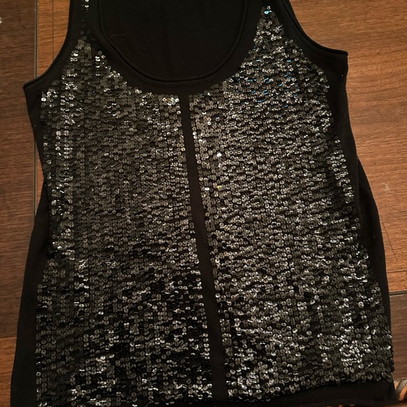 BCBG black sequin black sleeveless tank sweater. - Picture 5 of 7